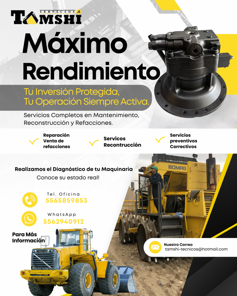 Expertos que van a la obra. Productividad que no espera. Contáctenos ahora. yellow and white modern heavy machinery rental instagram post
